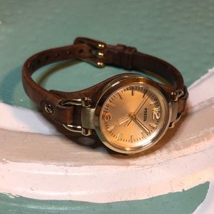 Fossil Gold & Leather Watch